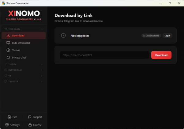 Account login screen